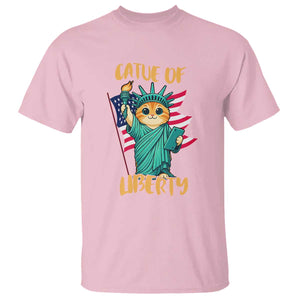 Cat Statue Of Liberty T Shirt Patriotic American Flag TS12 Light Pink Print Your Wear