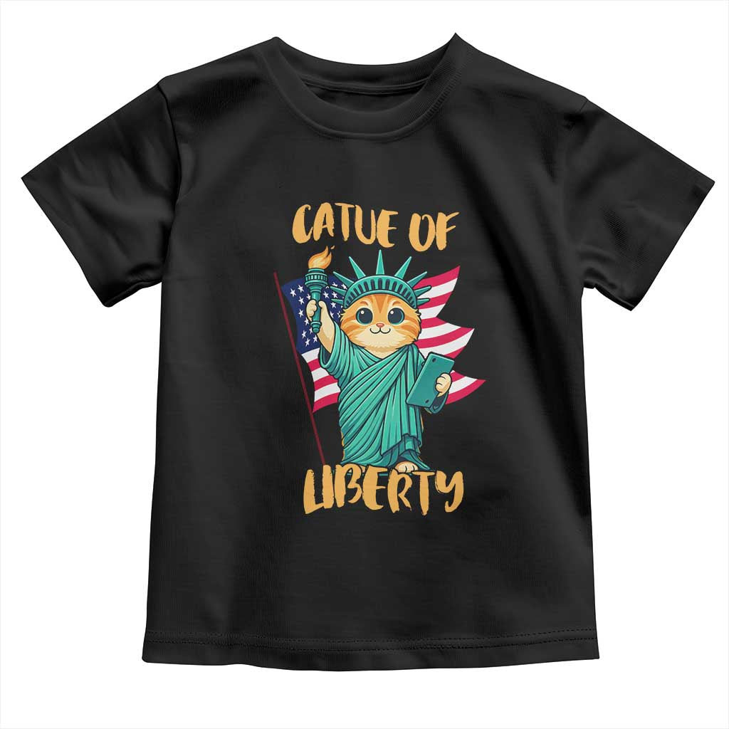 Cat Statue Of Liberty Toddler T Shirt Patriotic American Flag TS12 Black Print Your Wear