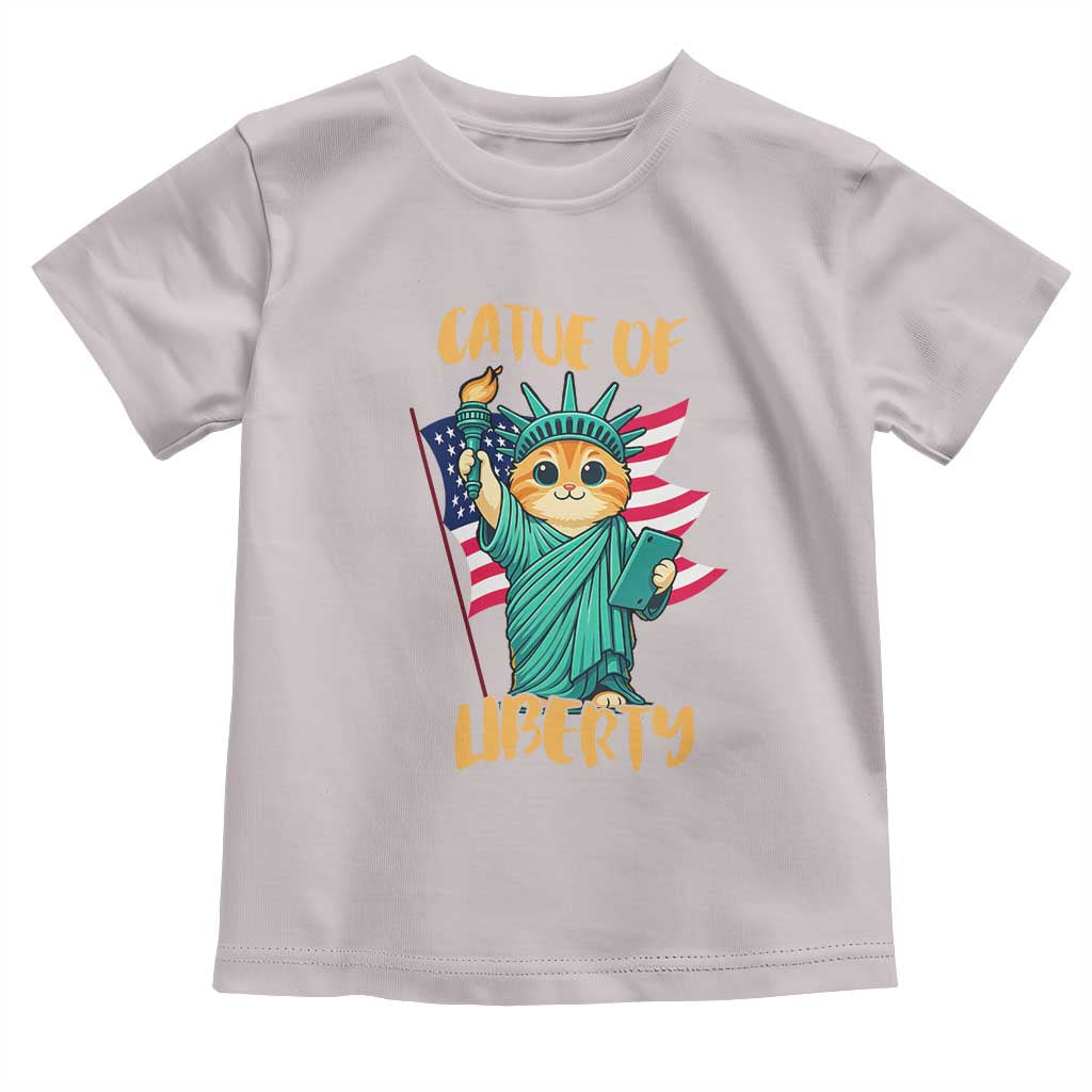 Cat Statue Of Liberty Toddler T Shirt Patriotic American Flag TS12 Ice Gray Print Your Wear