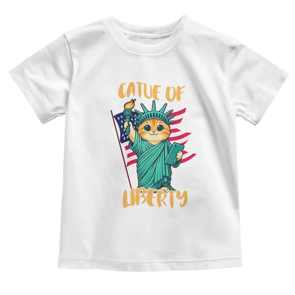 Cat Statue Of Liberty Toddler T Shirt Patriotic American Flag TS12 White Print Your Wear
