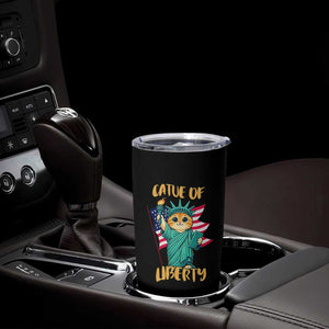 Cat Statue Of Liberty Tumbler Cup Patriotic American Flag TS12 Print Your Wear