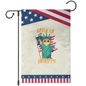 Cat Statue Of Liberty Garden Flag Patriotic American Flag TS12 Modern Beige Blue Print Your Wear