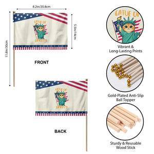 Cat Statue Of Liberty Patriotic Handheld Flag Patriotic American Flag TS12 Print Your Wear