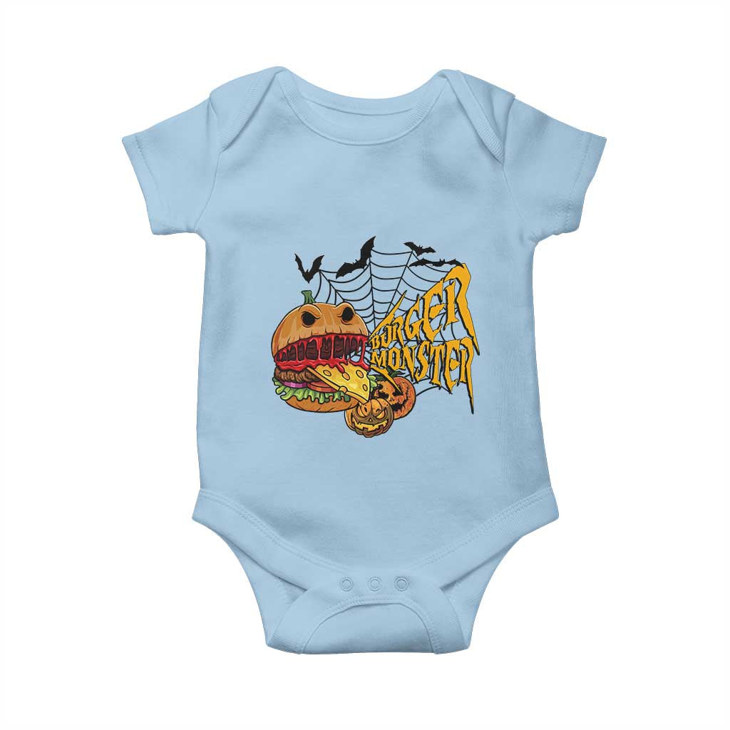 Halloween Burger Monster Baby Onesie Scary Foodies TS12 Light Blue Print Your Wear