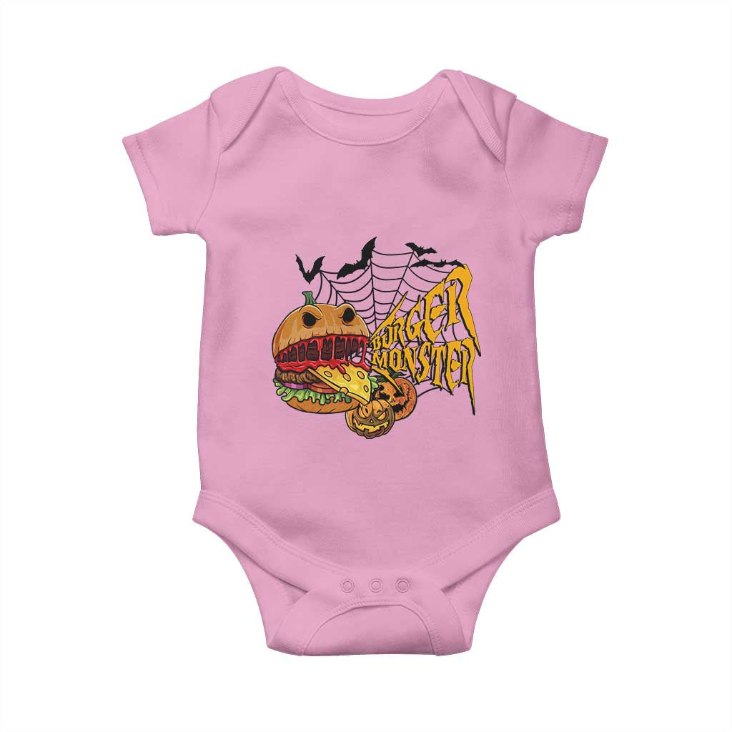 Halloween Burger Monster Baby Onesie Scary Foodies TS12 Light Pink Print Your Wear