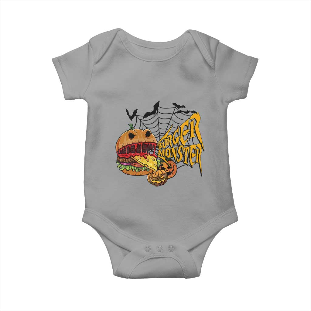 Halloween Burger Monster Baby Onesie Scary Foodies TS12 Sport Gray Print Your Wear