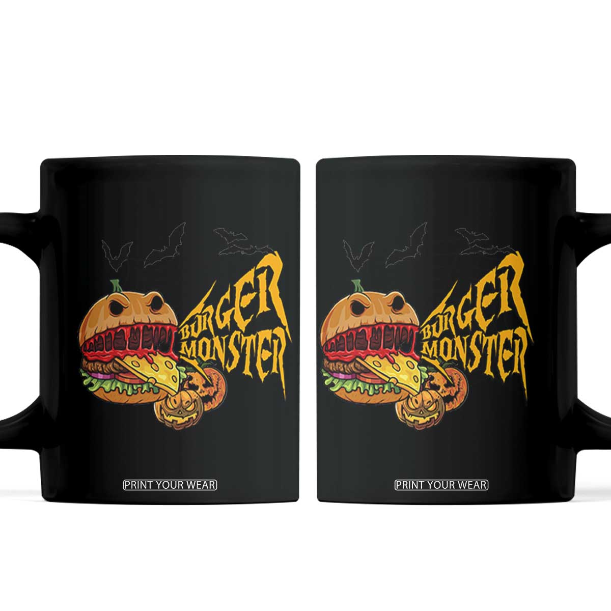 Halloween Burger Monster Coffee Mug Scary Foodies TS12 White Print Your Wear