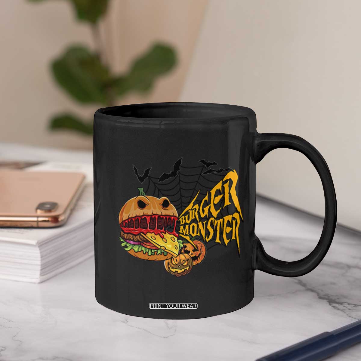 Halloween Burger Monster Coffee Mug Scary Foodies TS12 Print Your Wear