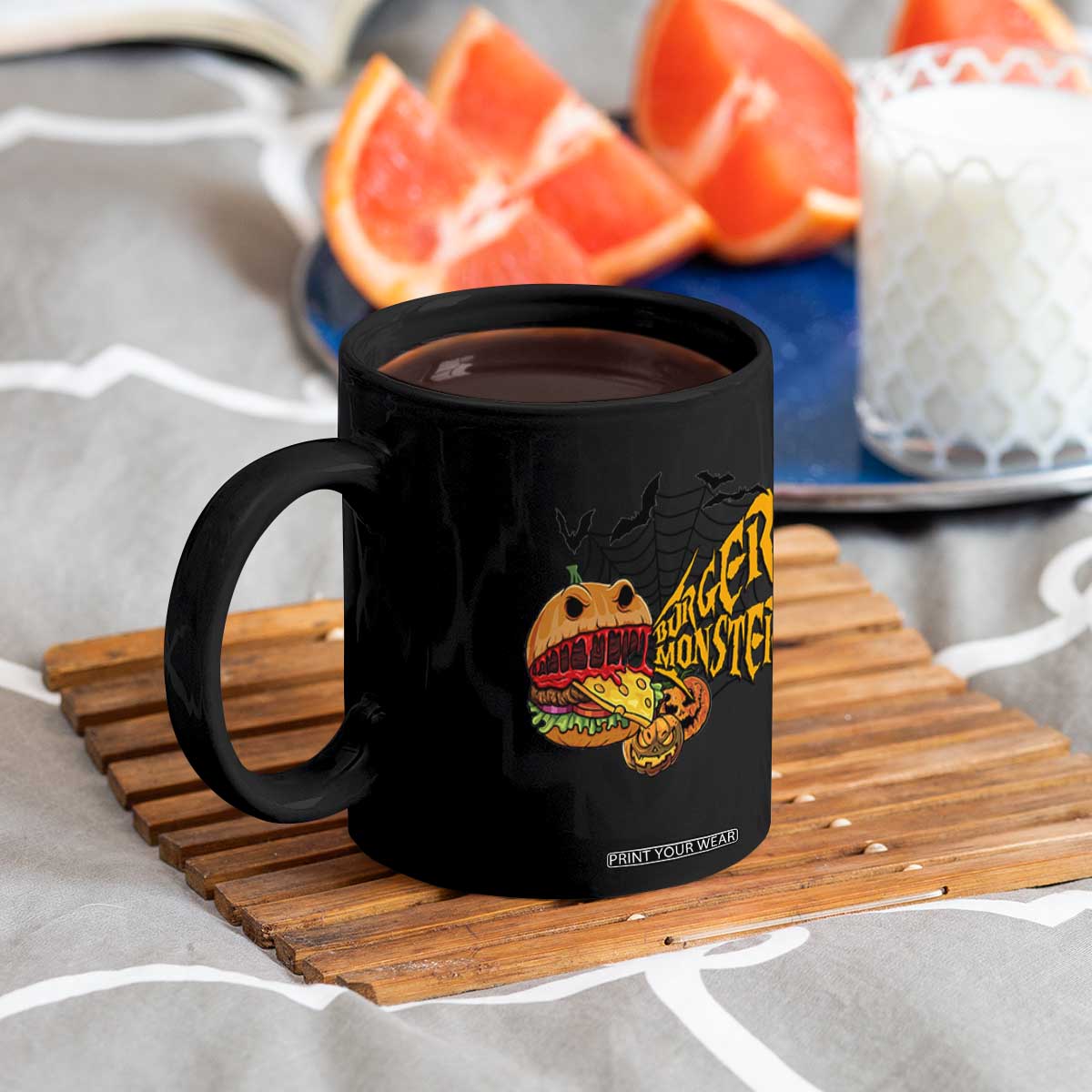 Halloween Burger Monster Coffee Mug Scary Foodies TS12 Print Your Wear