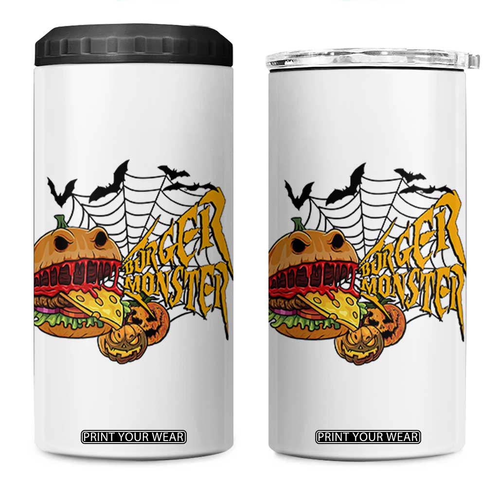 Halloween Burger Monster 4 in 1 Can Cooler Tumbler Scary Foodies TS12 One Size: 16 oz White Print Your Wear