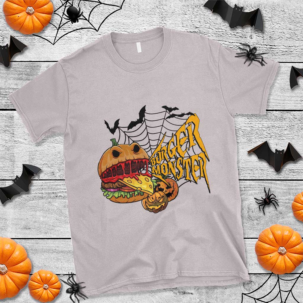 Halloween Burger Monster T Shirt Scary Foodies TS12 Ice Gray Print Your Wear