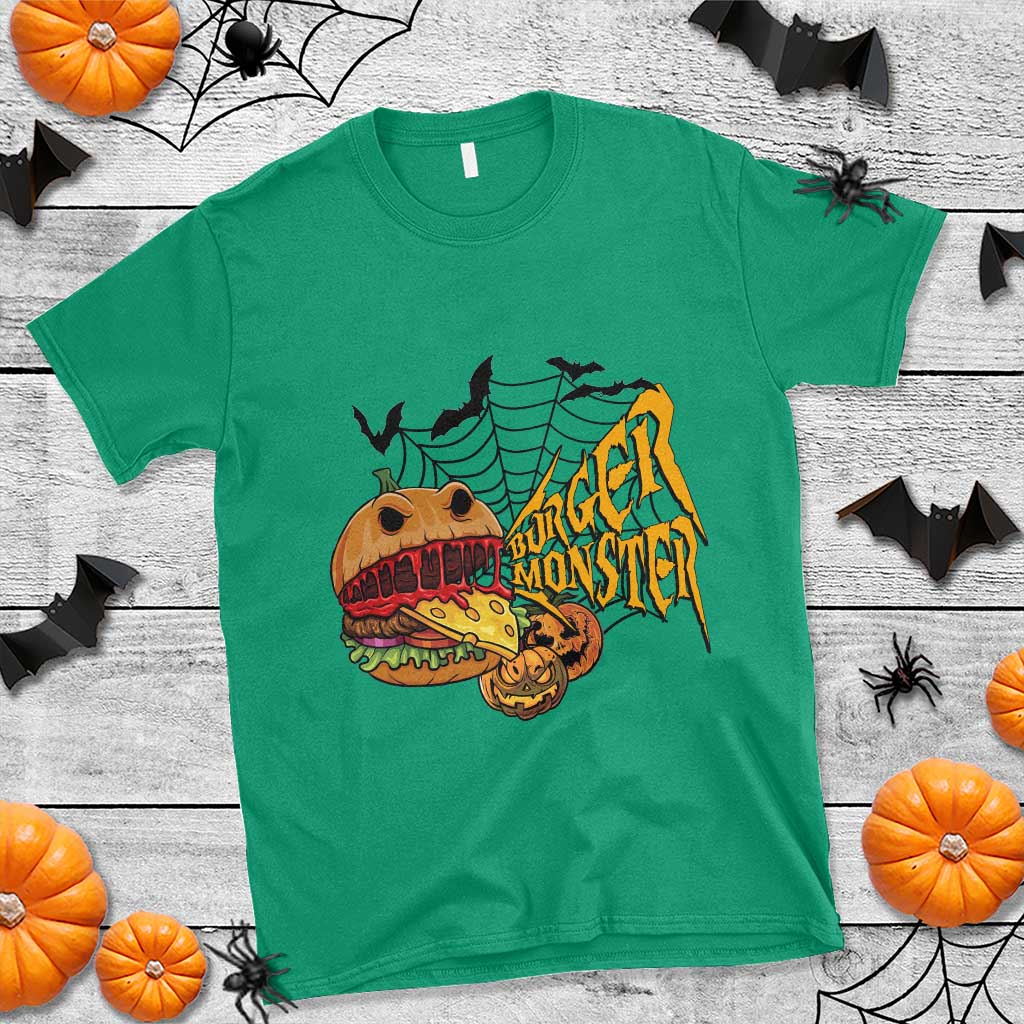 Halloween Burger Monster T Shirt Scary Foodies TS12 Irish Green Print Your Wear