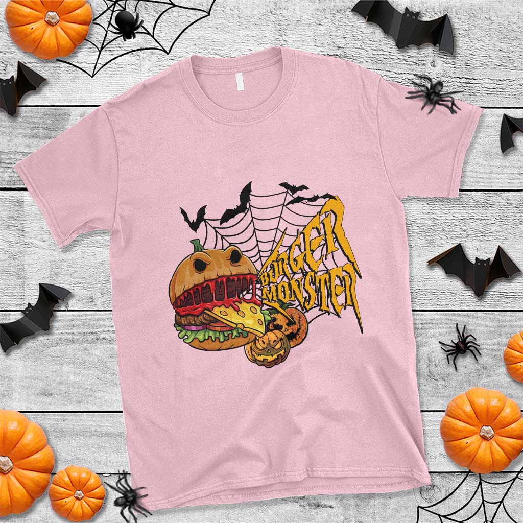 Halloween Burger Monster T Shirt Scary Foodies TS12 Light Pink Print Your Wear