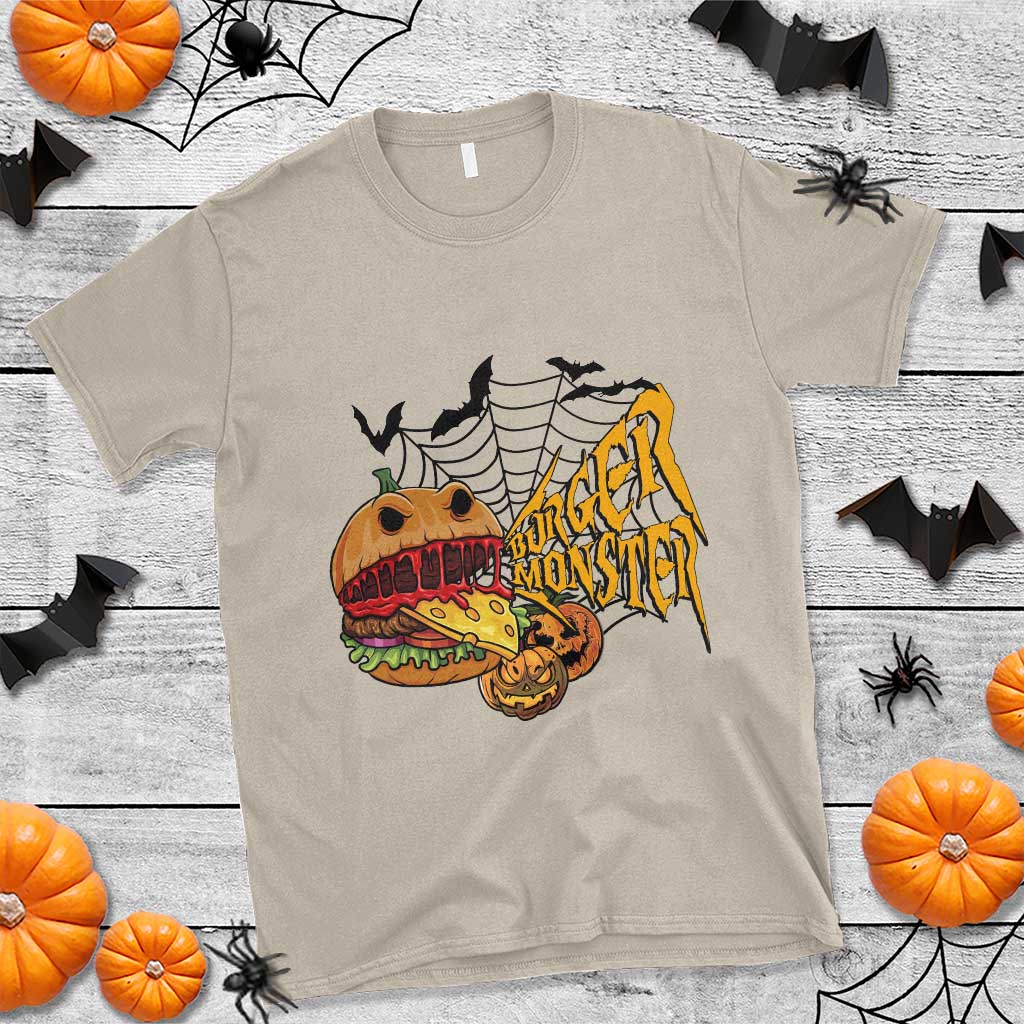 Halloween Burger Monster T Shirt Scary Foodies TS12 Sand Print Your Wear