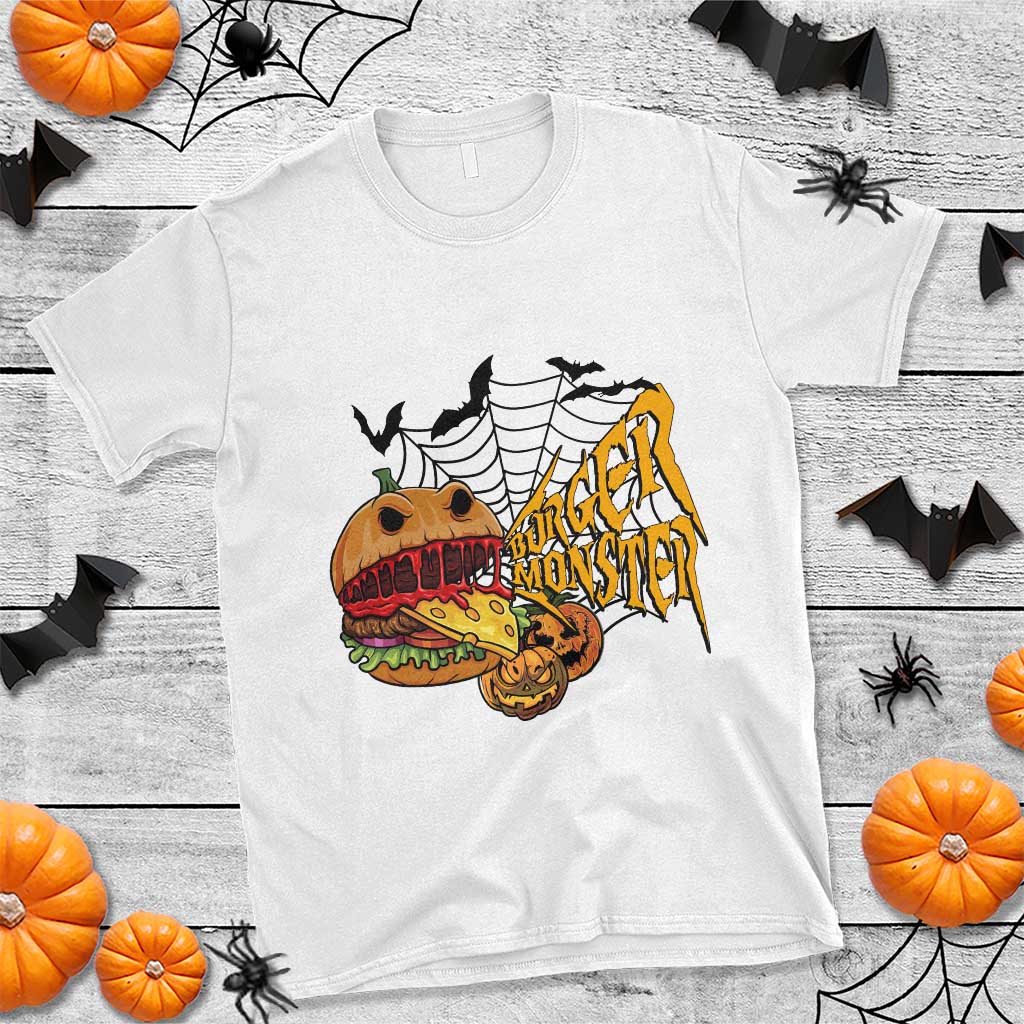 Halloween Burger Monster T Shirt Scary Foodies TS12 White Print Your Wear