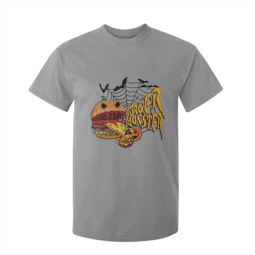 Halloween Burger Monster T Shirt For Kid Scary Foodies TS12 Sport Gray Print Your Wear