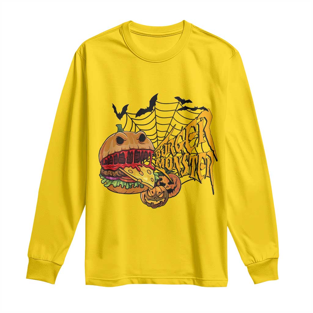 Halloween Burger Monster Long Sleeve Shirt Scary Foodies TS12 Daisy Print Your Wear