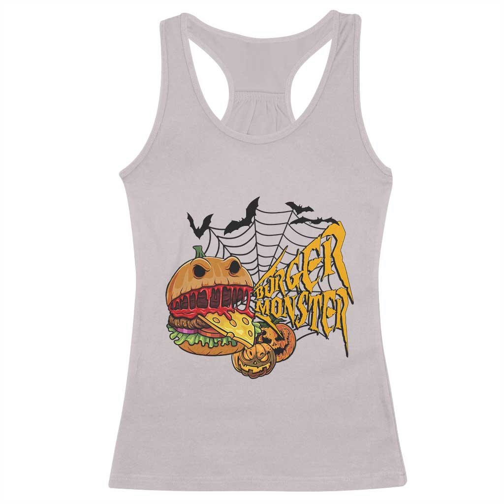 Halloween Burger Monster Racerback Tank Top Scary Foodies TS12 Ice Gray Print Your Wear