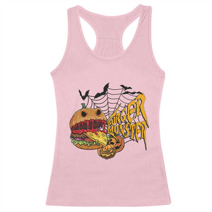 Halloween Burger Monster Racerback Tank Top Scary Foodies TS12 Light Pink Print Your Wear
