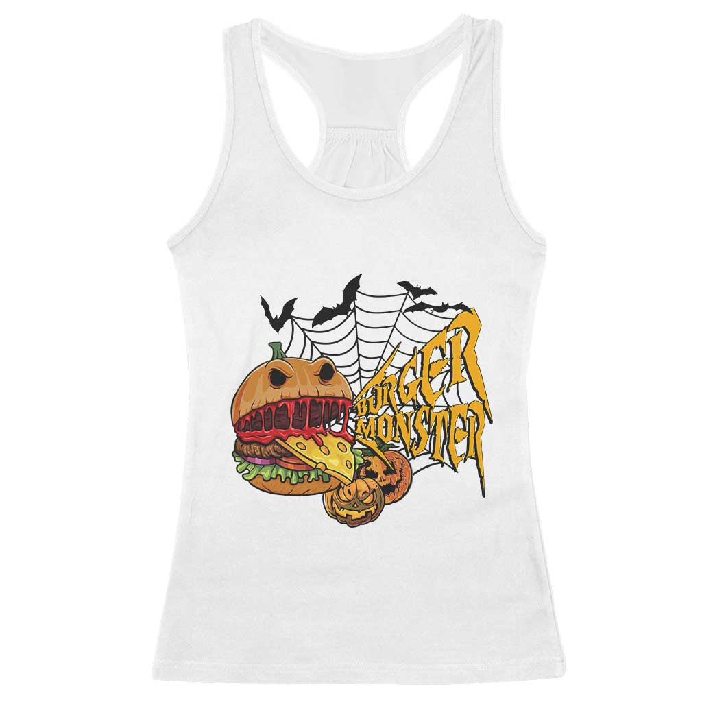 Halloween Burger Monster Racerback Tank Top Scary Foodies TS12 White Print Your Wear
