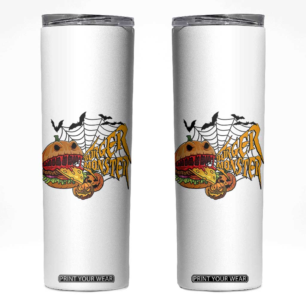 Halloween Burger Monster Skinny Tumbler Scary Foodies TS12 White Print Your Wear