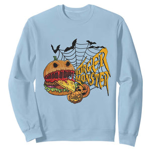 Halloween Burger Monster Sweatshirt Scary Foodies TS12 Light Blue Print Your Wear