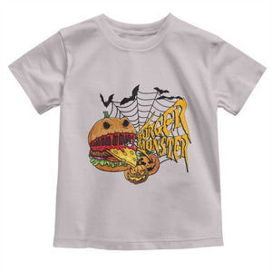 Halloween Burger Monster Toddler T Shirt Scary Foodies TS12 Ice Gray Print Your Wear