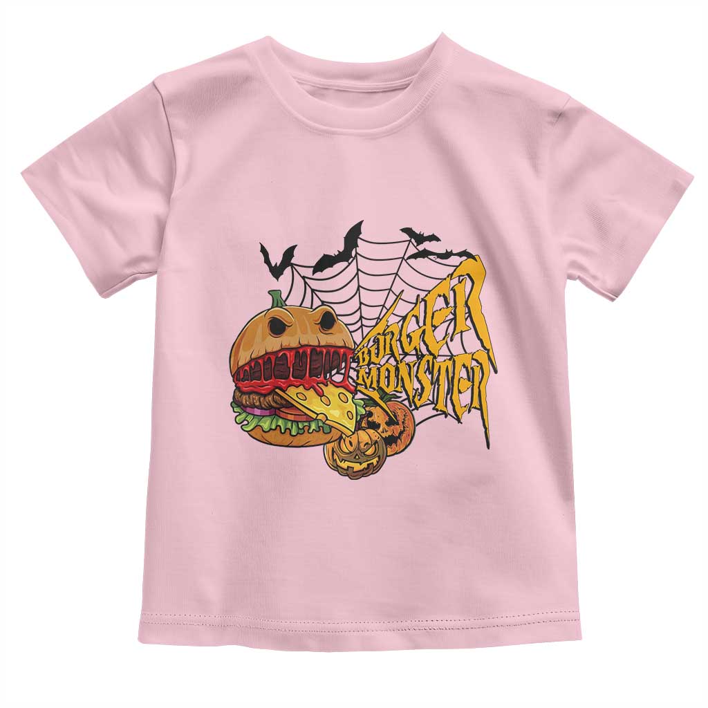 Halloween Burger Monster Toddler T Shirt Scary Foodies TS12 Light Pink Print Your Wear