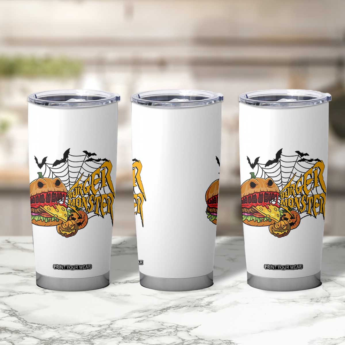 Halloween Burger Monster Tumbler Cup Scary Foodies TS12 Print Your Wear
