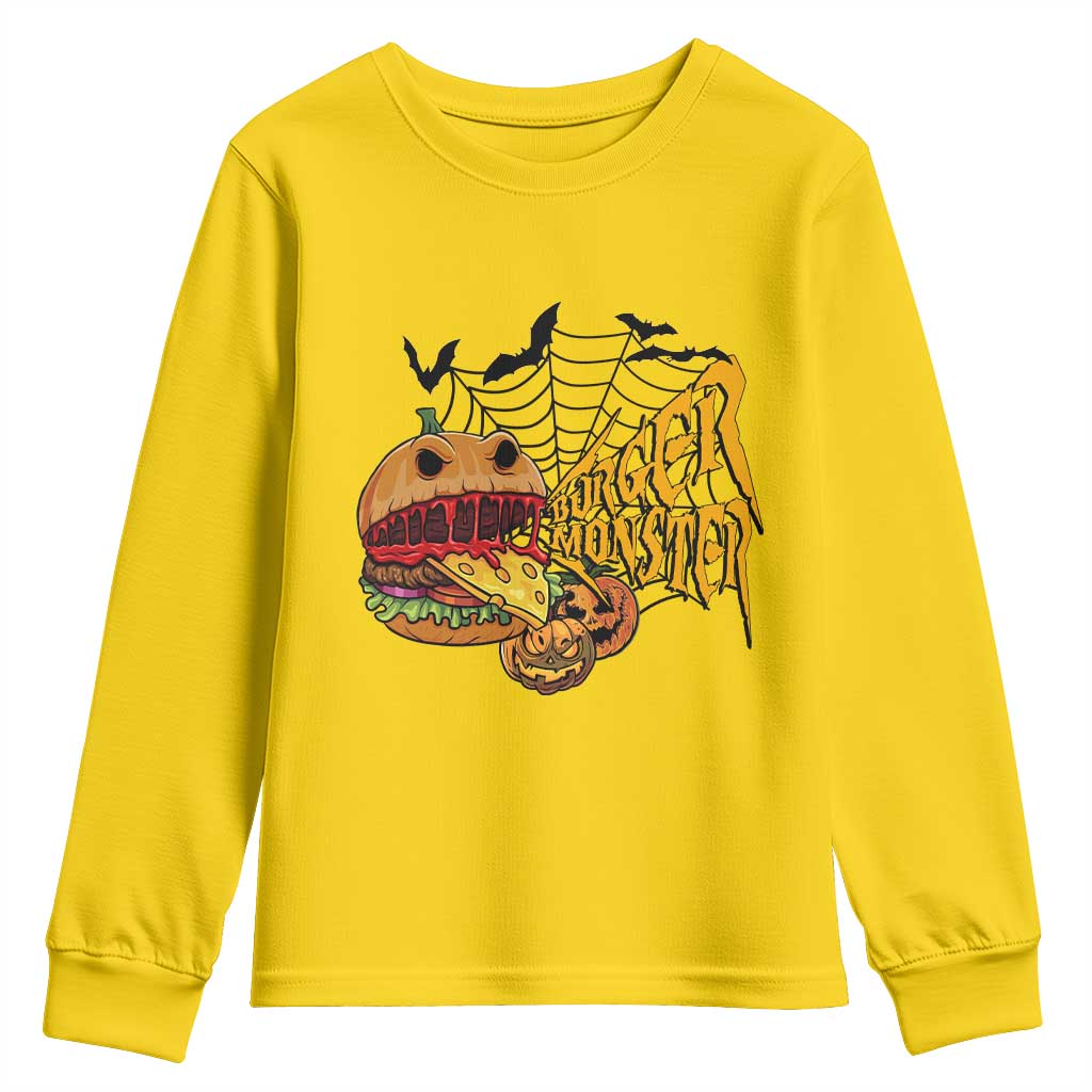 Halloween Burger Monster Youth Sweatshirt Scary Foodies TS12 Daisy Print Your Wear
