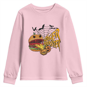 Halloween Burger Monster Youth Sweatshirt Scary Foodies TS12 Light Pink Print Your Wear