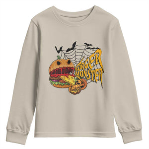 Halloween Burger Monster Youth Sweatshirt Scary Foodies TS12 Sand Print Your Wear