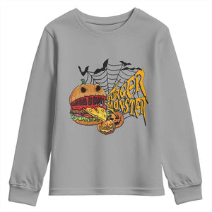 Halloween Burger Monster Youth Sweatshirt Scary Foodies TS12 Sport Gray Print Your Wear