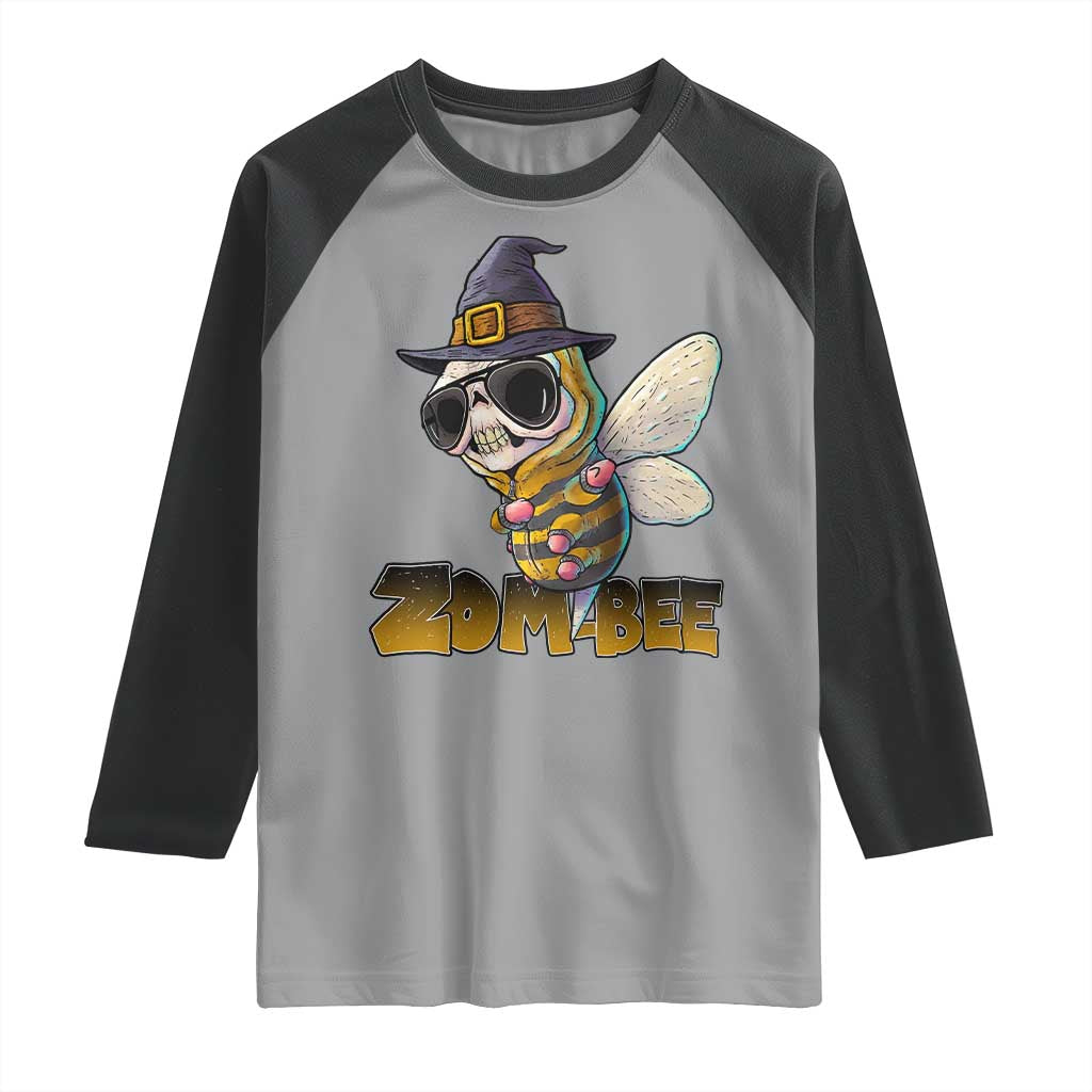 Halloween Zombie Bee Raglan Shirt Zombee Funny Dabbing TS12 Sport Gray Black Print Your Wear