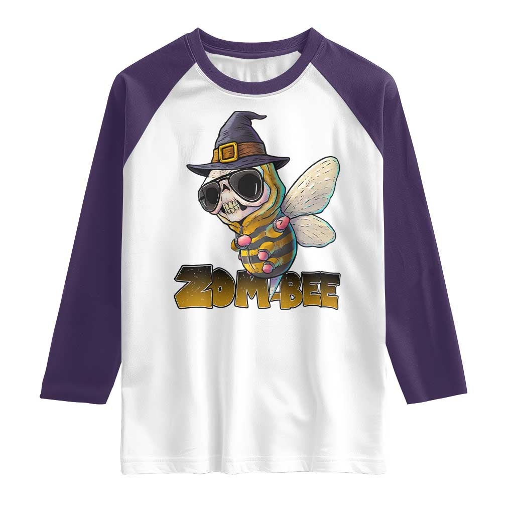 Halloween Zombie Bee Raglan Shirt Zombee Funny Dabbing TS12 White Purple Print Your Wear