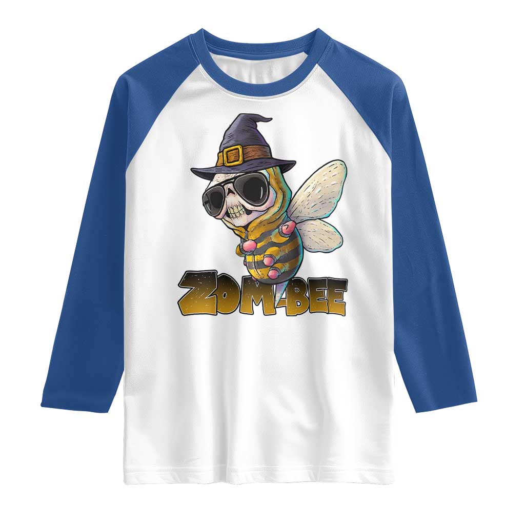 Halloween Zombie Bee Raglan Shirt Zombee Funny Dabbing TS12 White Royal Print Your Wear