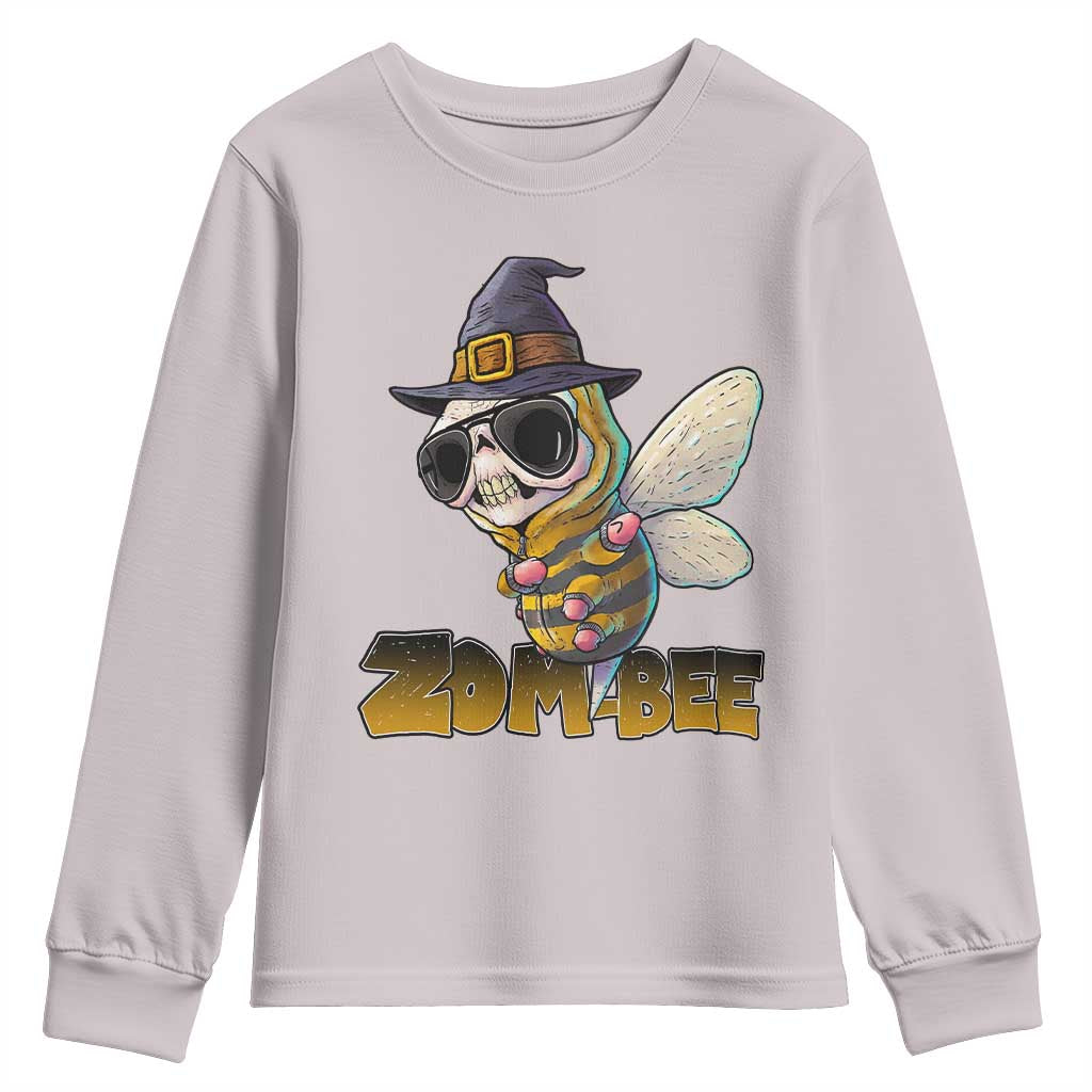 Halloween Zombie Bee Youth Sweatshirt Zombee Funny Dabbing TS12 Ice Gray Print Your Wear