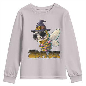 Halloween Zombie Bee Youth Sweatshirt Zombee Funny Dabbing TS12 Ice Gray Print Your Wear