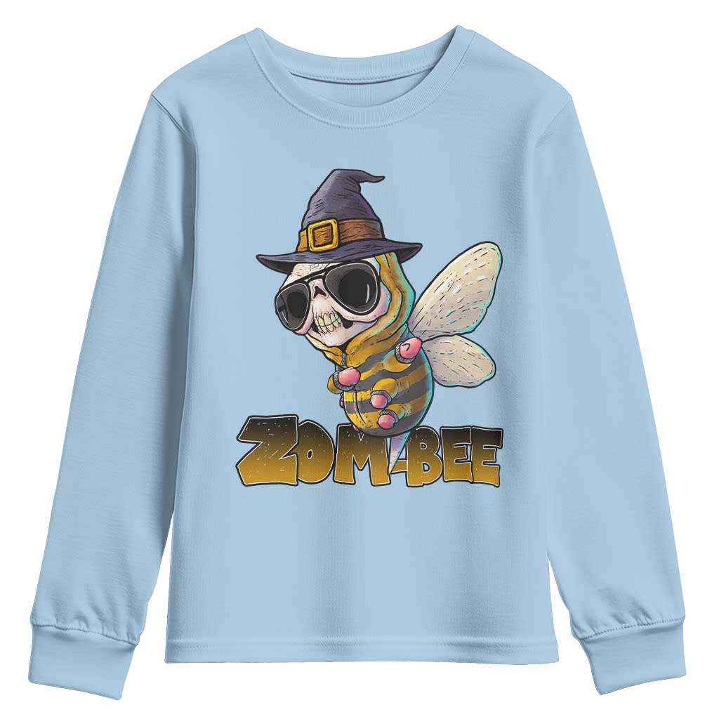Halloween Zombie Bee Youth Sweatshirt Zombee Funny Dabbing TS12 Light Blue Print Your Wear