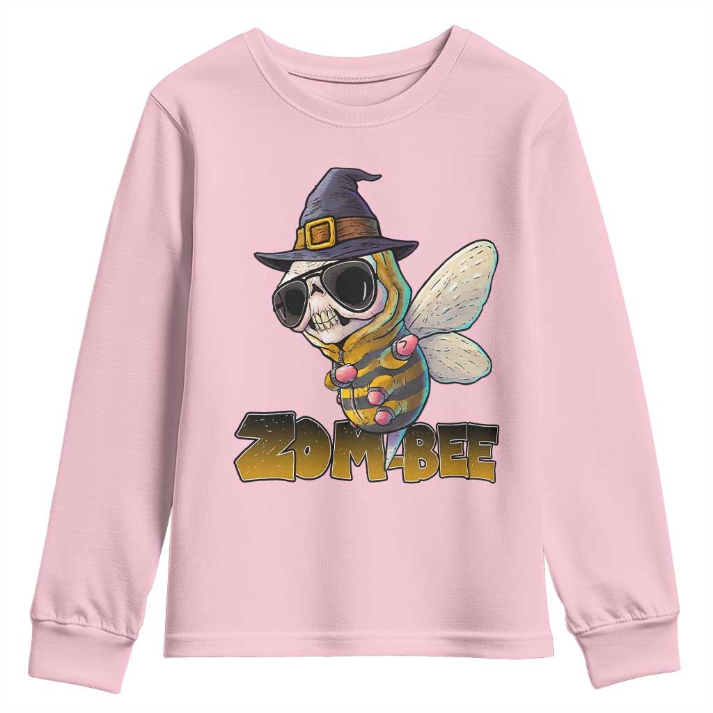 Halloween Zombie Bee Youth Sweatshirt Zombee Funny Dabbing TS12 Light Pink Print Your Wear