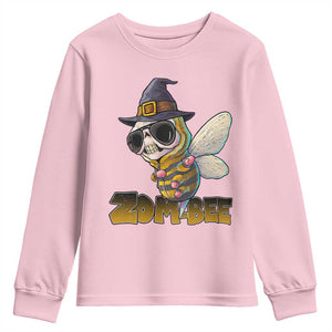 Halloween Zombie Bee Youth Sweatshirt Zombee Funny Dabbing TS12 Light Pink Print Your Wear