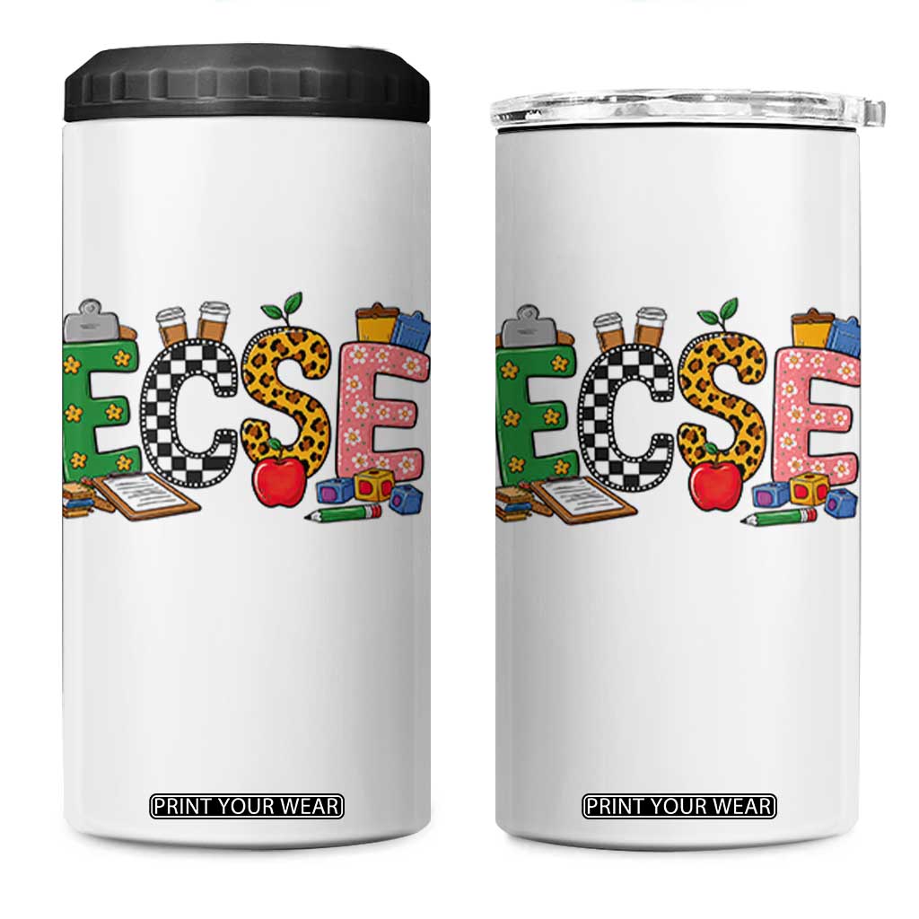 Early Childhood Special Education Teacher 4 in 1 Can Cooler Tumbler ECSE Life TS12 One Size: 16 oz White Print Your Wear