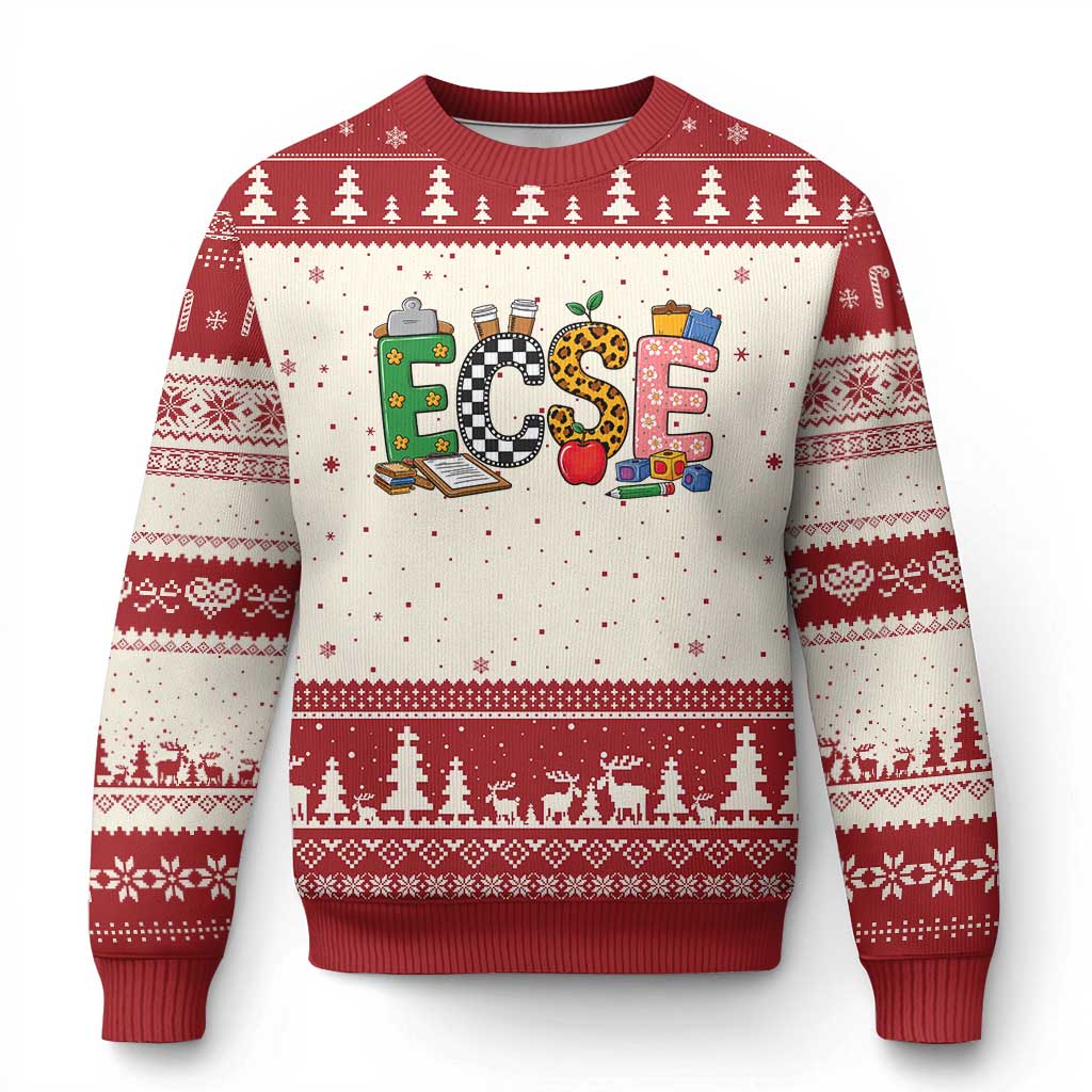 Early Childhood Special Education Teacher Ugly Christmas Sweater ECSE Life