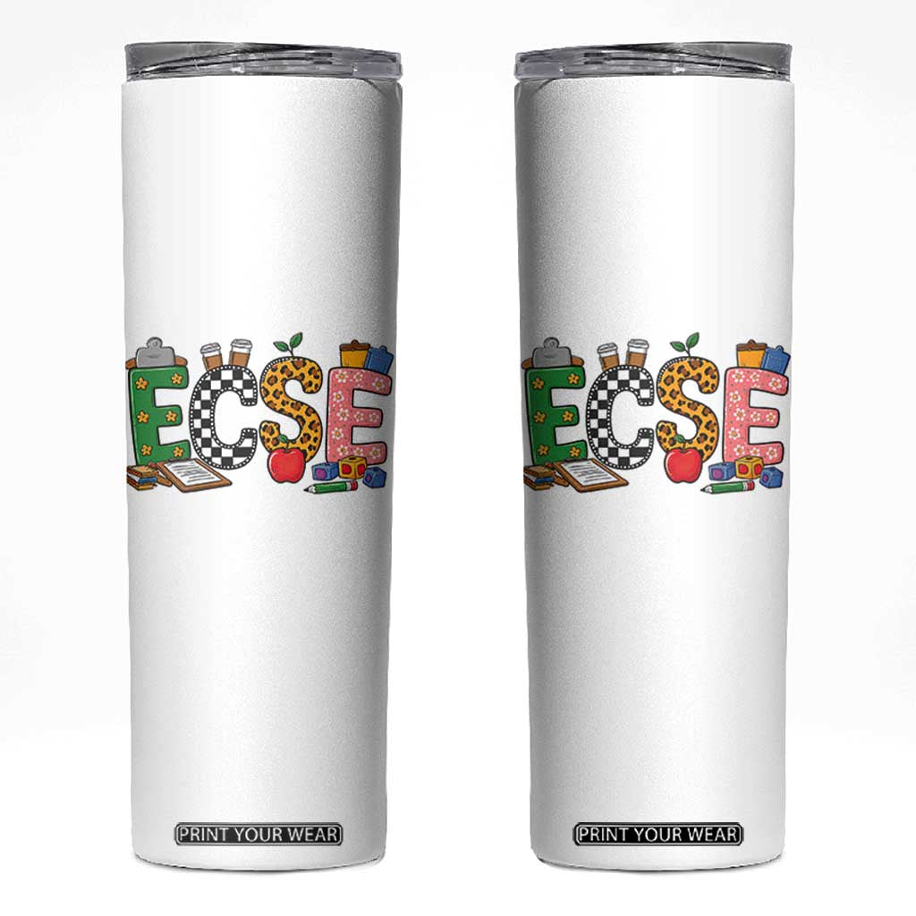 Early Childhood Special Education Teacher Skinny Tumbler ECSE Life TS12 White Print Your Wear