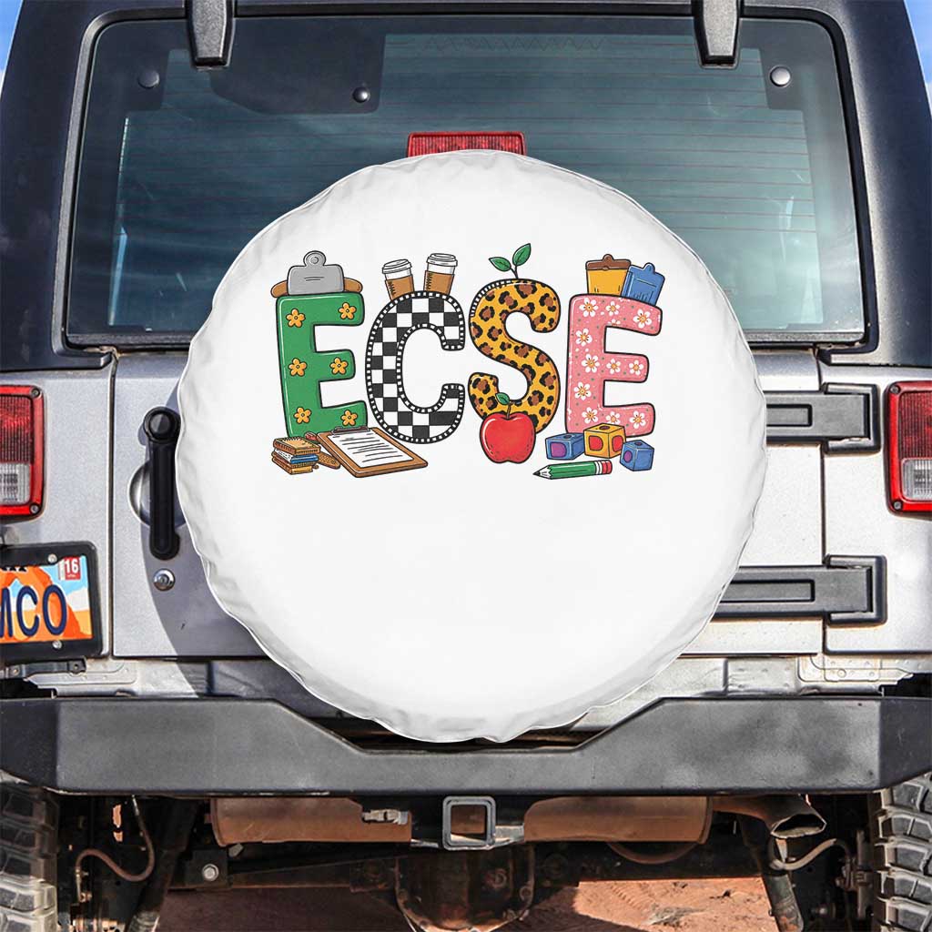 Early Childhood Special Education Teacher Spare Tire Cover ECSE Life TS12 No hole White Print Your Wear