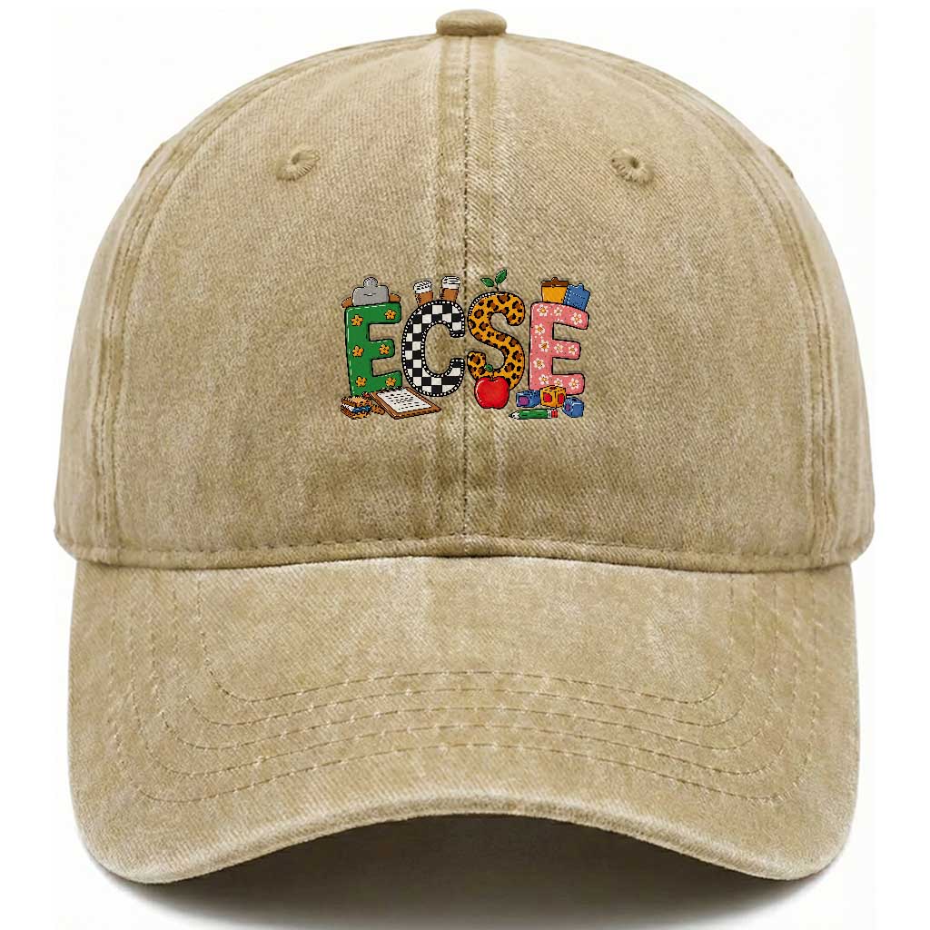 Early Childhood Special Education Teacher Washed Cotton Baseball Cap ECSE Life TS12 Print Your Wear