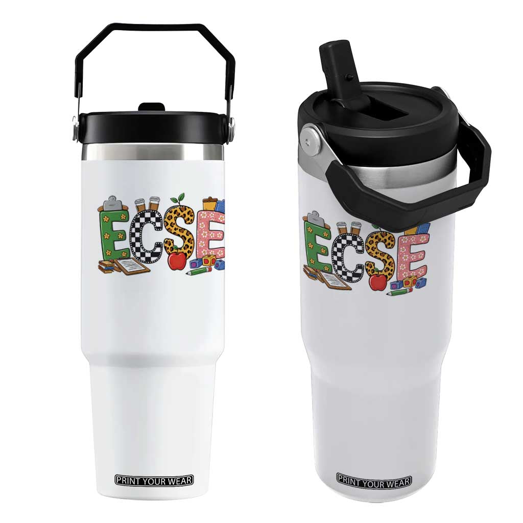 Early Childhood Special Education Teacher Flip Straw Tumbler ECSE Life TS12 One Size: 30 oz White Print Your Wear