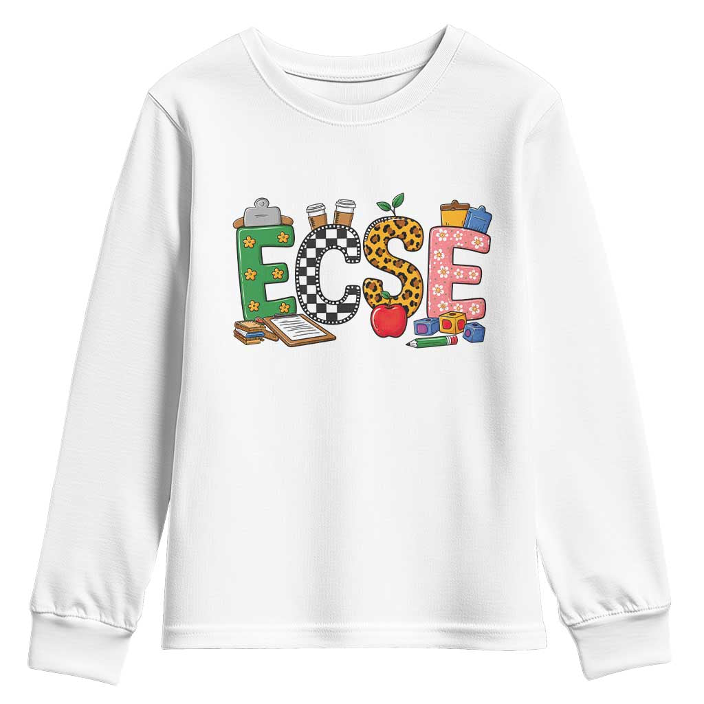 Early Childhood Special Education Teacher Youth Sweatshirt ECSE Life TS12 White Print Your Wear