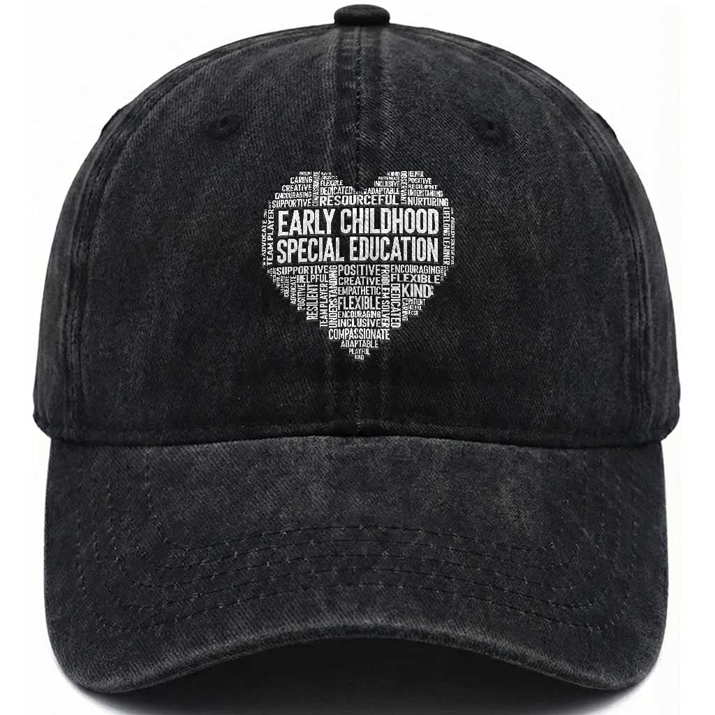 Early Childhood Special Education Teacher Washed Cotton Baseball Cap Caring Compassionate Kindness TS12 Print Your Wear
