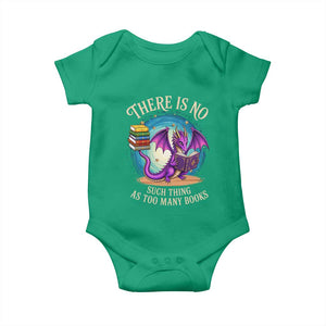 Fantasy Dragon Book Lover Baby Onesie There Is No Such Thing As Too Many Books TS12 Irish Green Print Your Wear